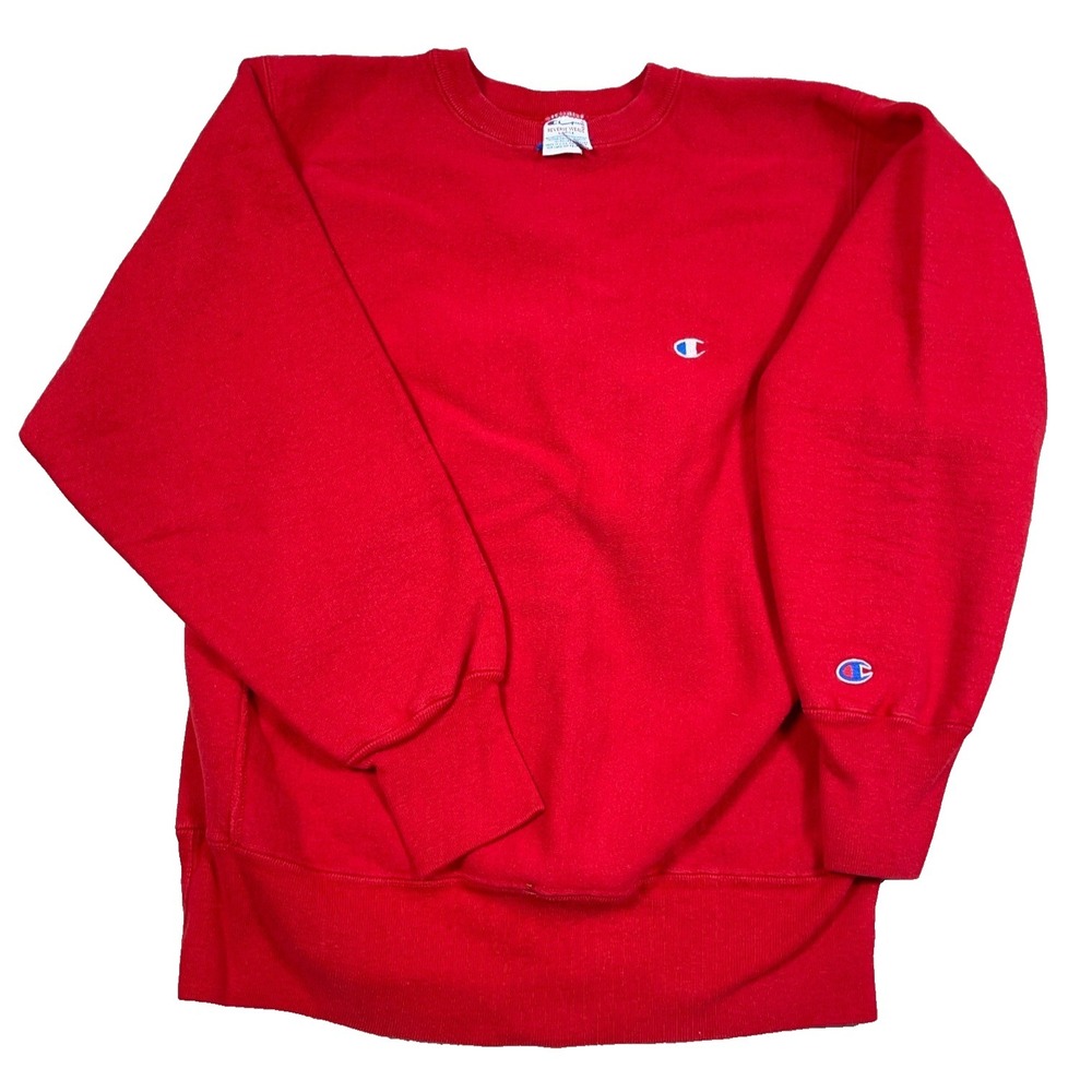 Vintage Champion Reverse Weave Sweatshirt Men Large Red 90s Crewneck Blank USA